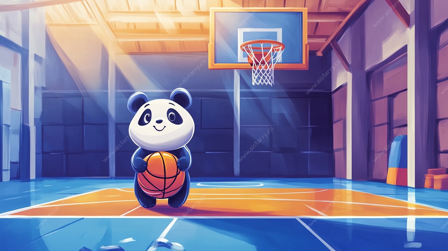 熊猫萌趣打篮球
