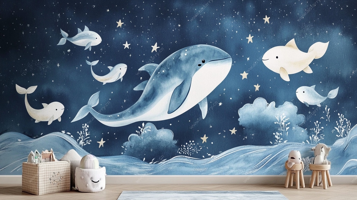 梦幻海洋风儿童房壁纸