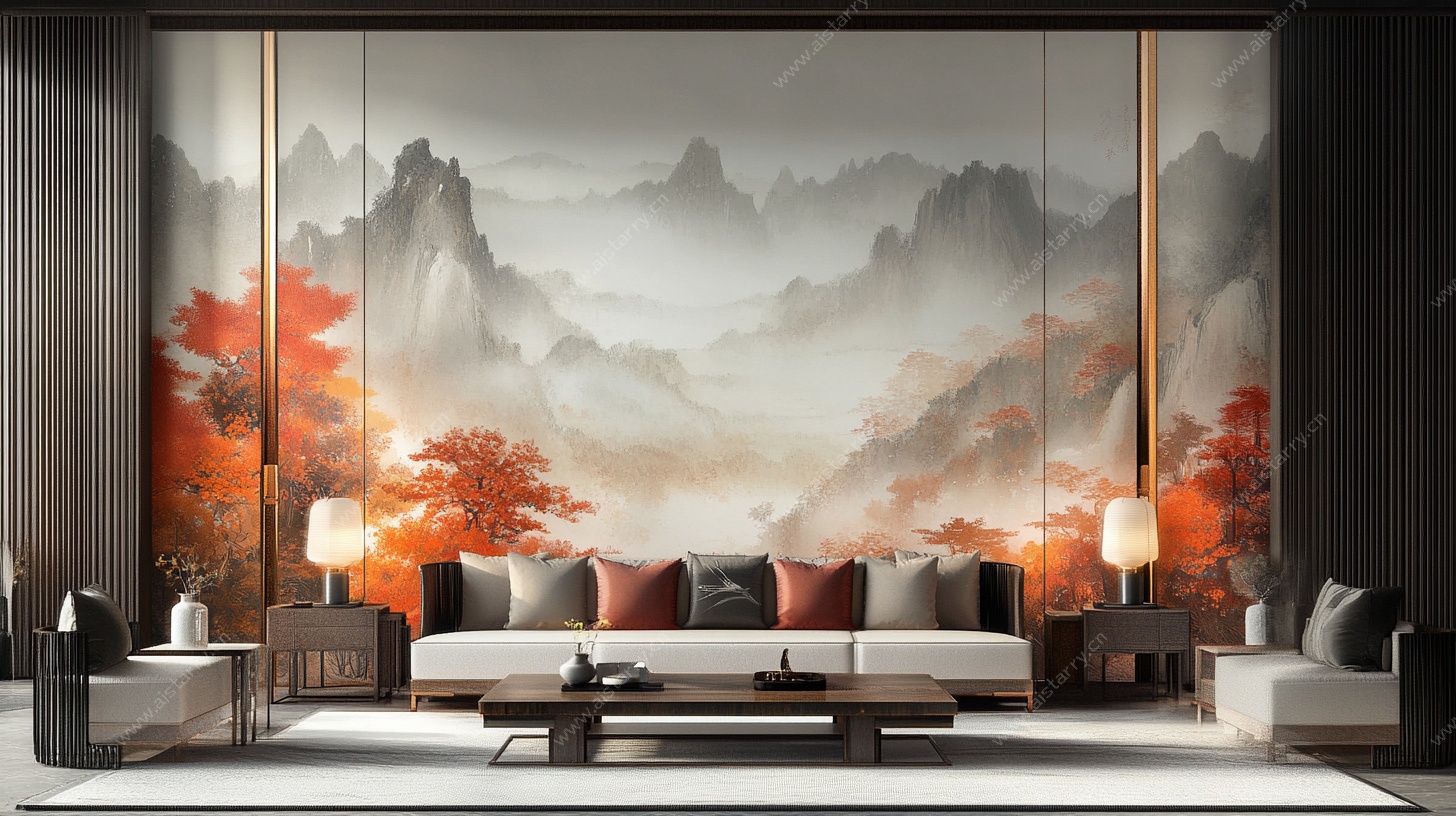 中式山水客厅装饰画意境美