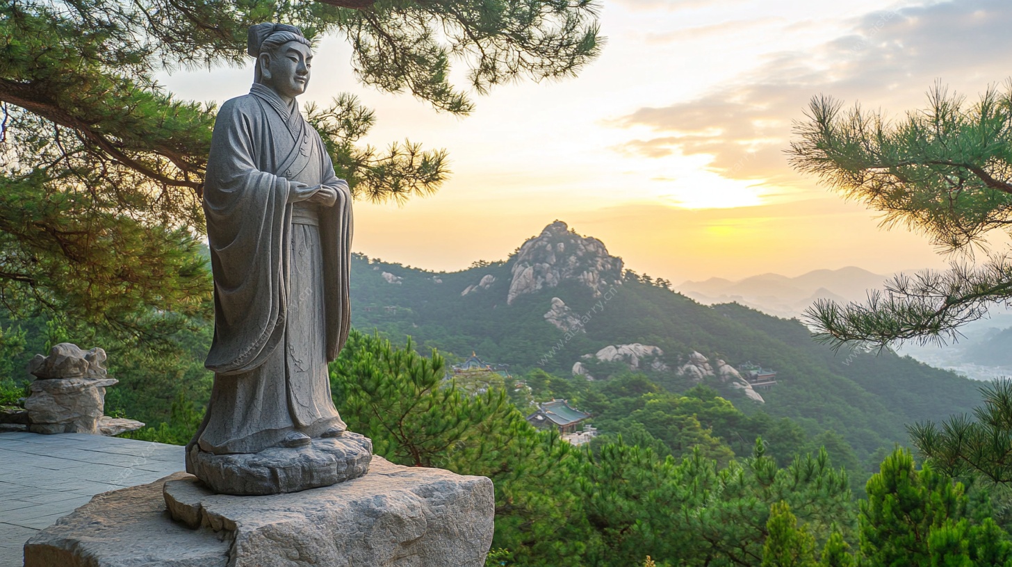 泰山之巅雕像美景