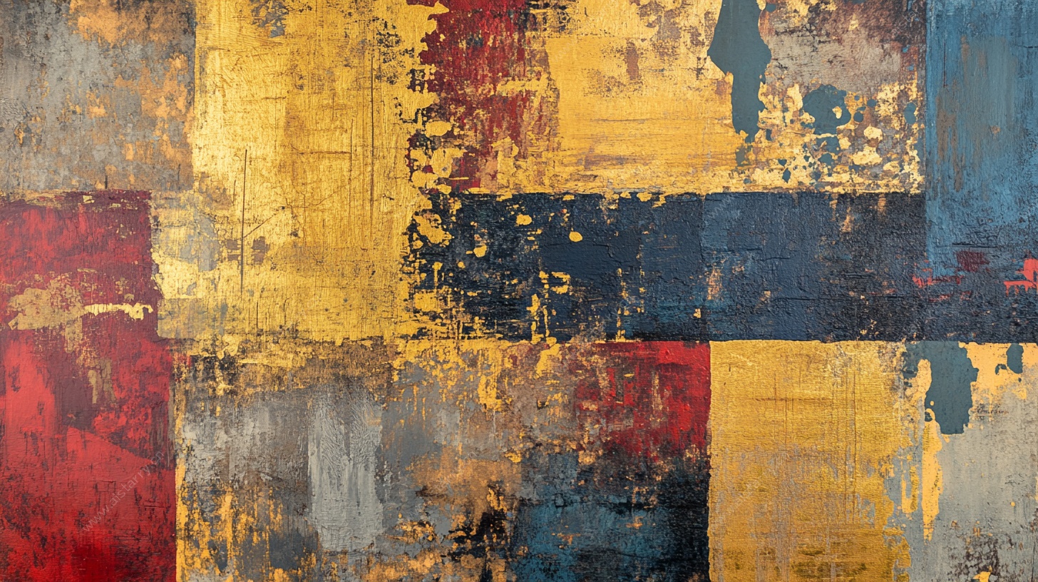 抽象复古风色块拼接画