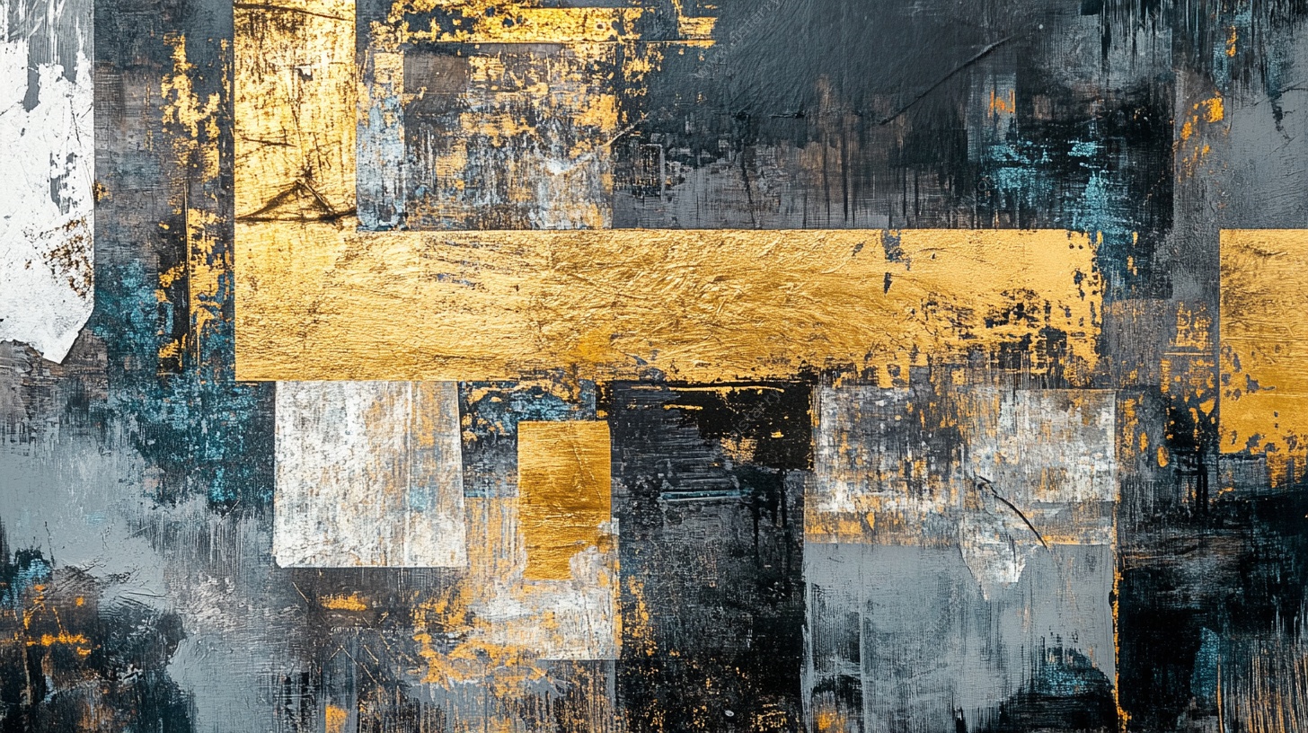 抽象金灰几何艺术装饰画