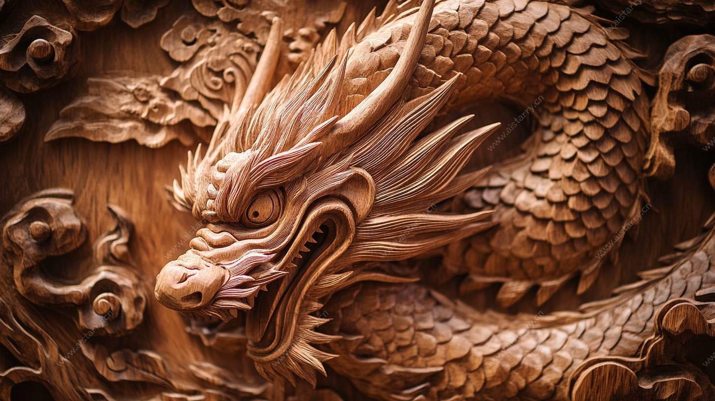木雕祥龙特写