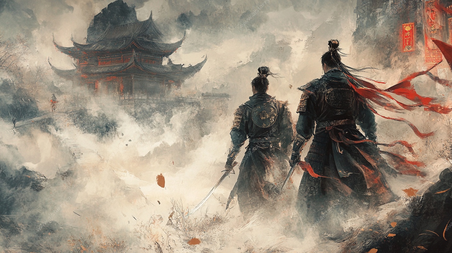 古风双侠踏雾前行