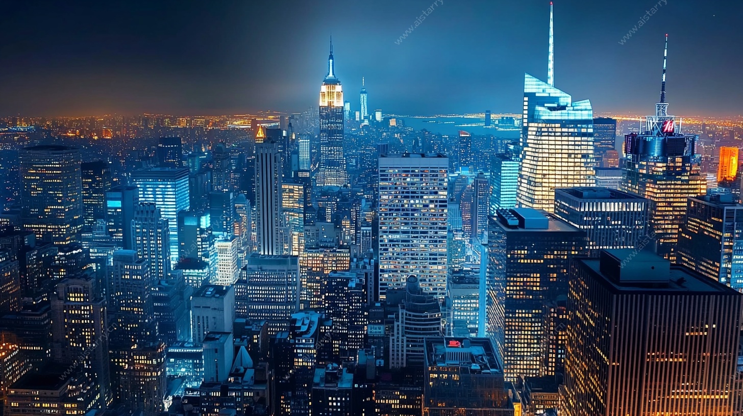 繁华都市夜景俯瞰图