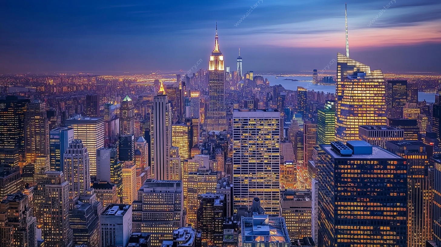 黄昏下的繁华都市天际线