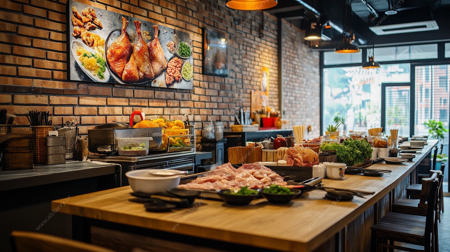温馨餐厅内的丰盛食材展示