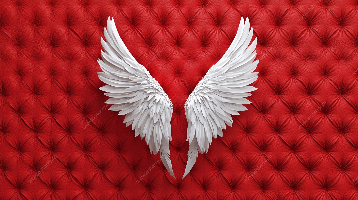 红色背景上的白色天使翅膀