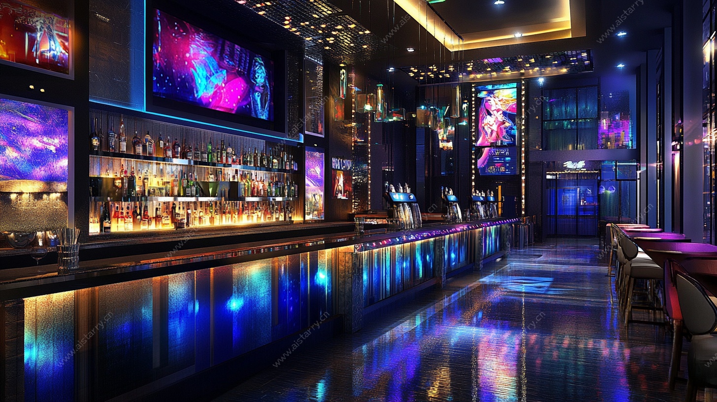 炫酷现代风酒吧内部场景