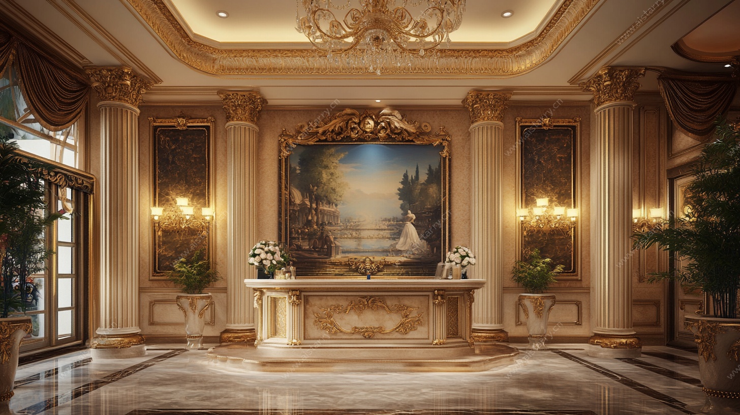 豪华欧式大厅接待处场景