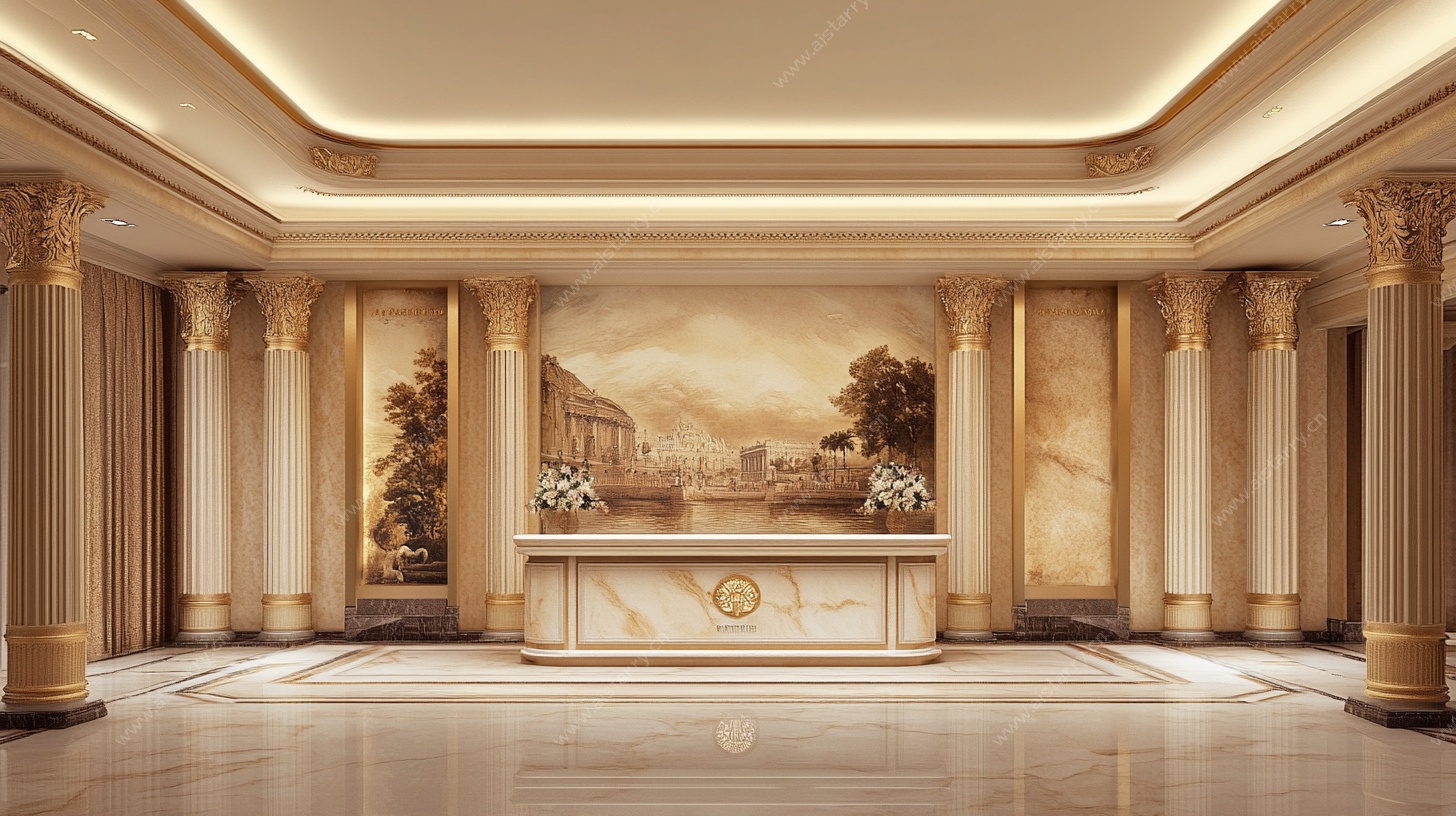 豪华欧式大厅接待台场景