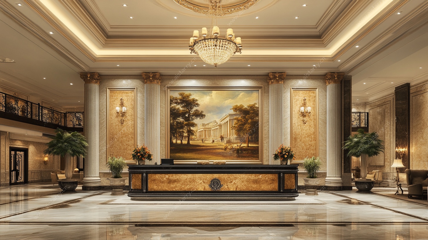 豪华酒店大堂接待区场景