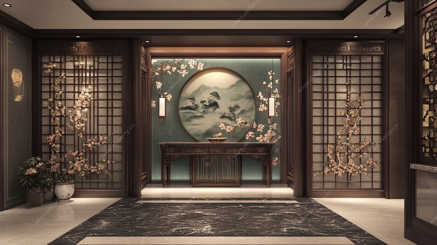 中式典雅玄关装饰场景