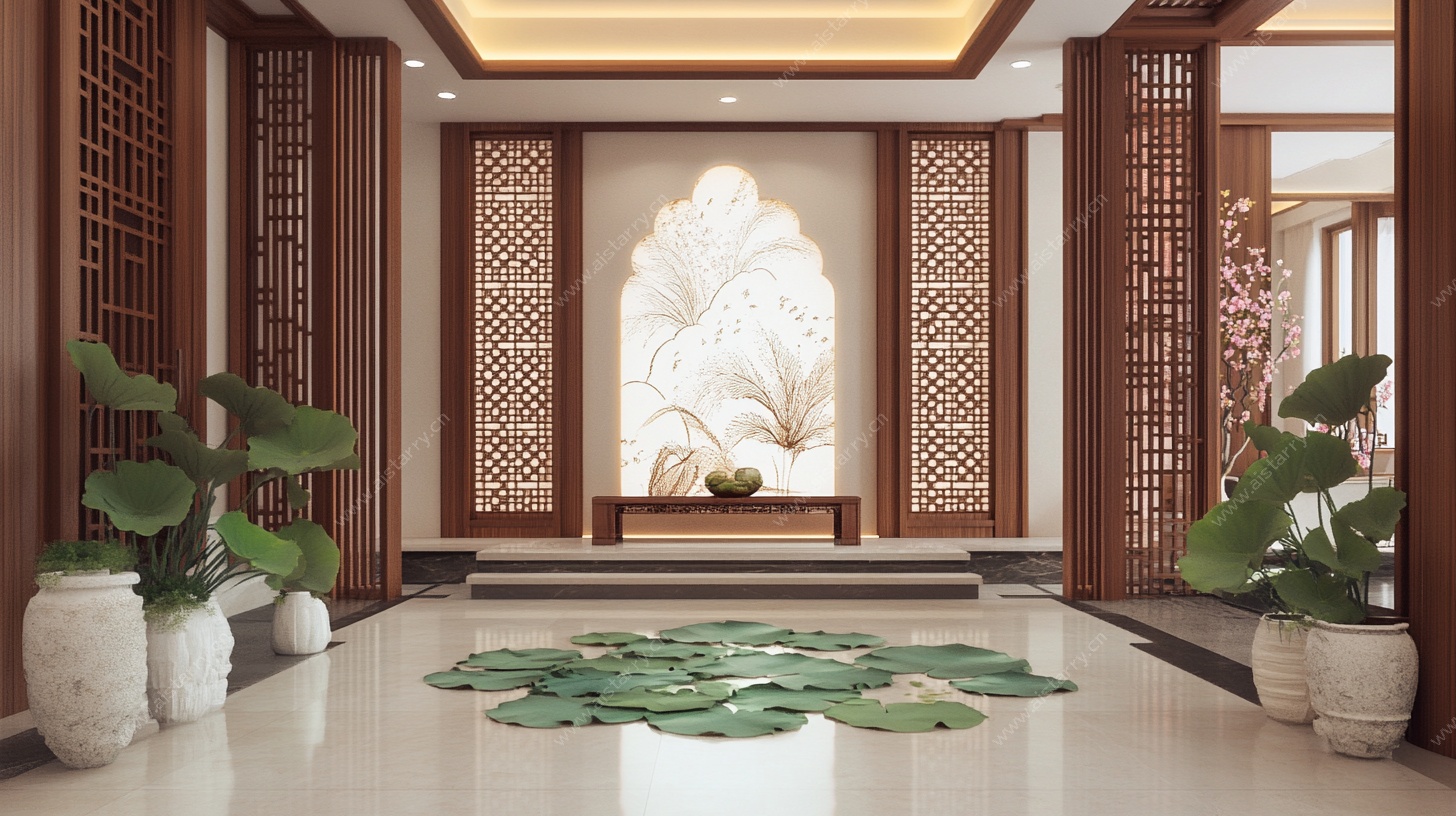 中式禅意风格入户玄关场景
