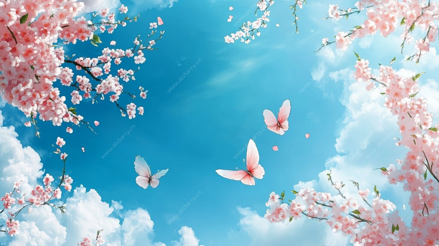 春日樱花与蝶的梦幻图景