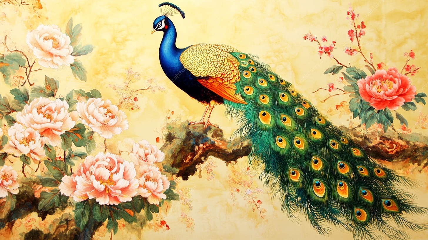 孔雀牡丹图