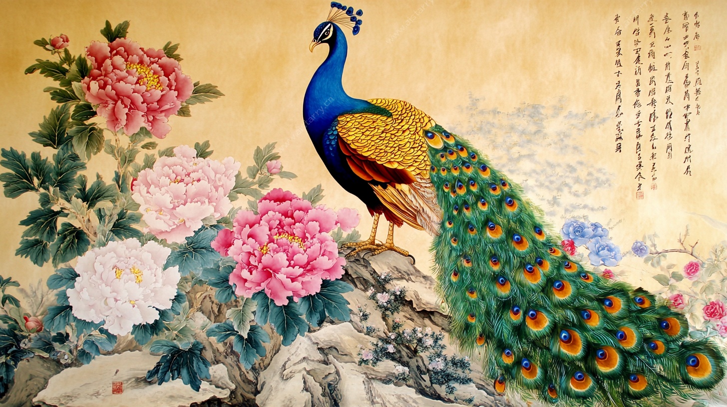 孔雀牡丹图