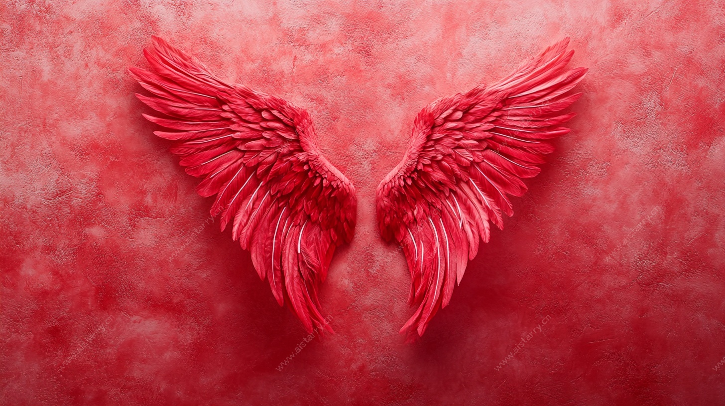 红色羽翼装饰图案