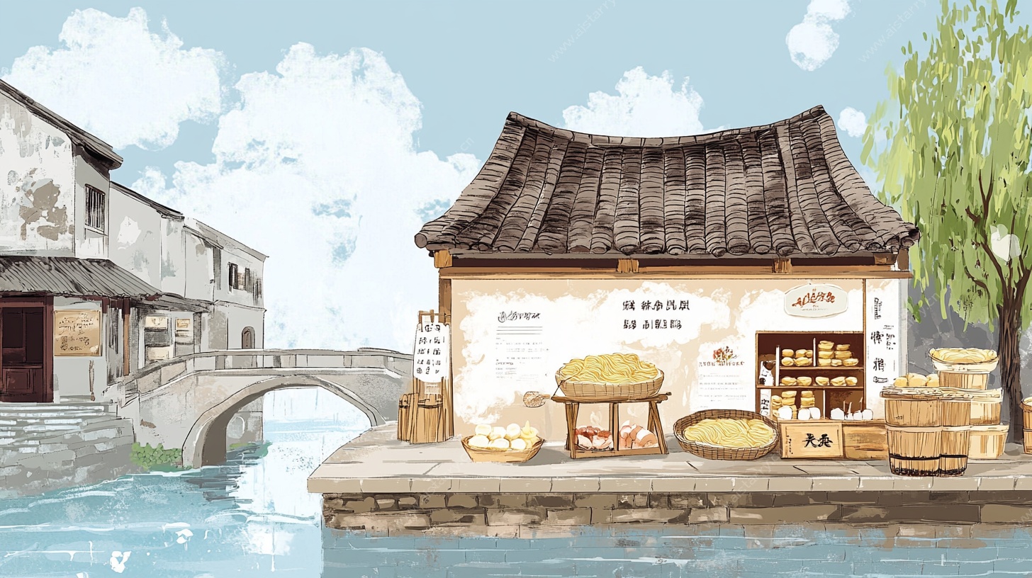 江南水乡传统店铺场景