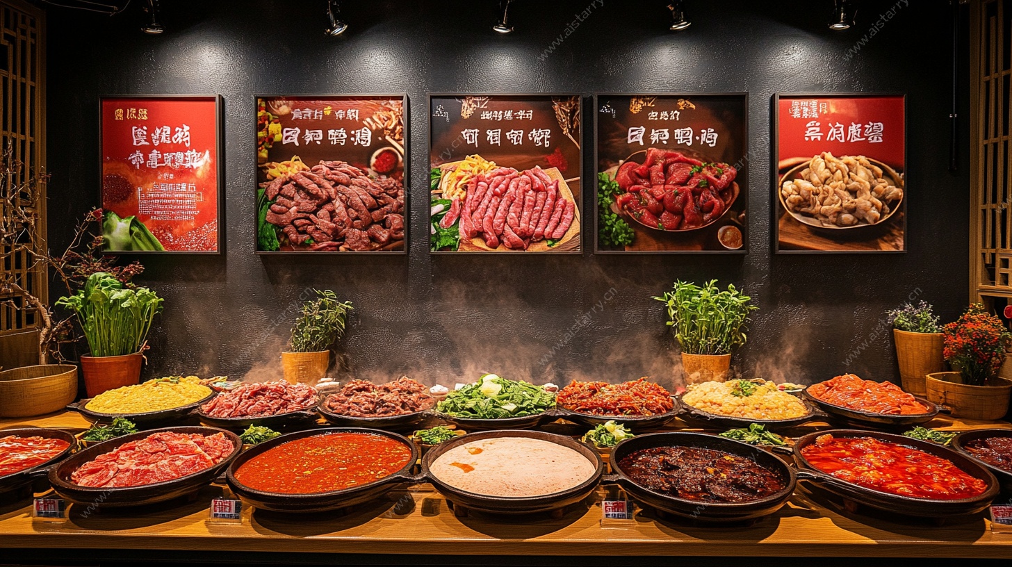 丰盛火锅食材展示