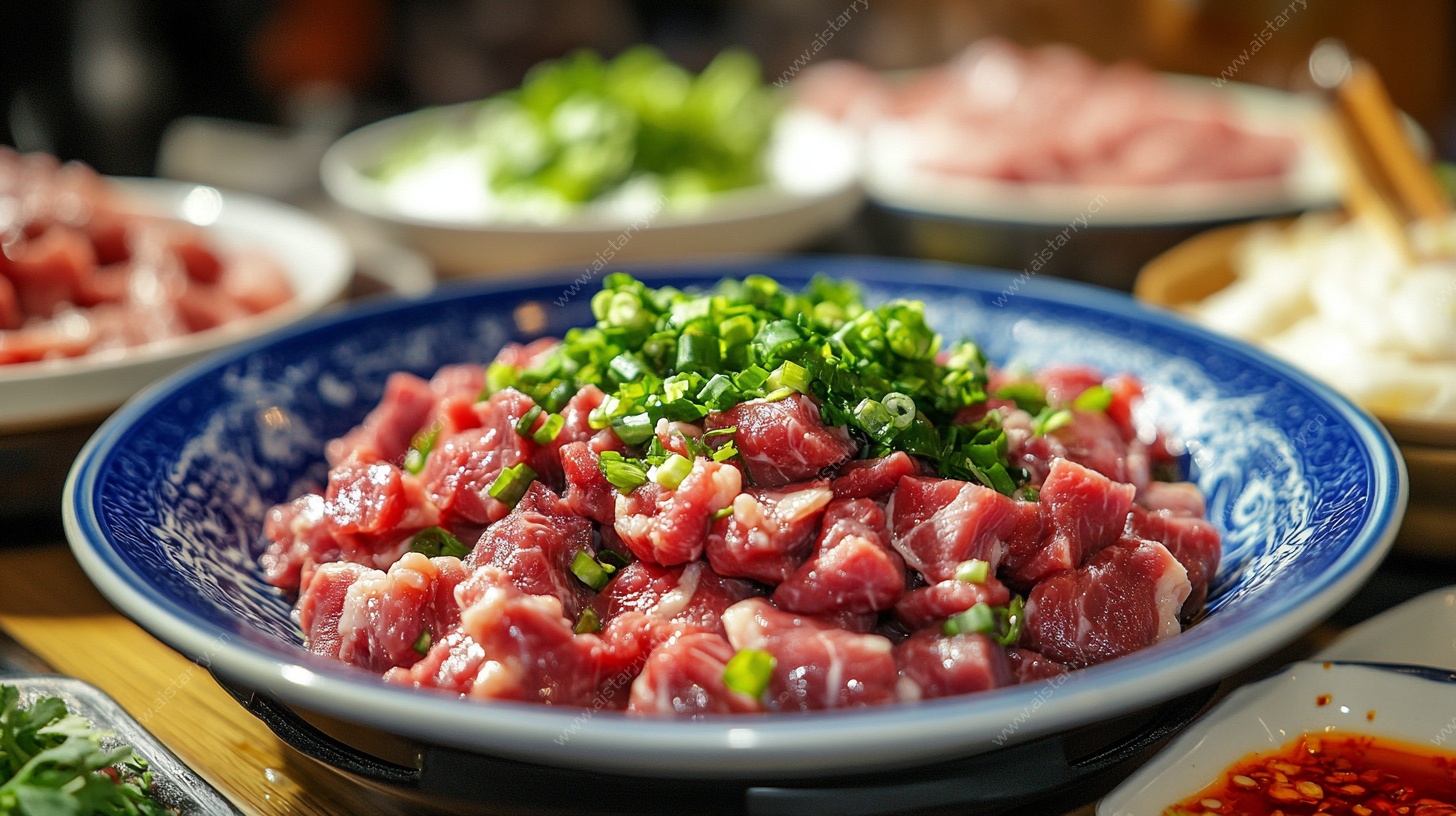 鲜切牛肉粒 葱香四溢