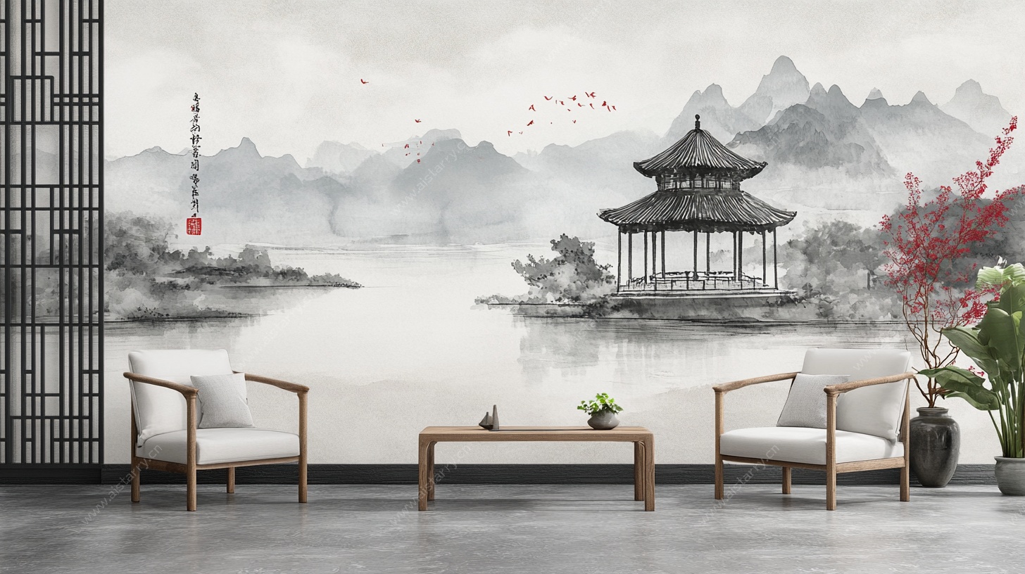 中式山水风客厅装饰画