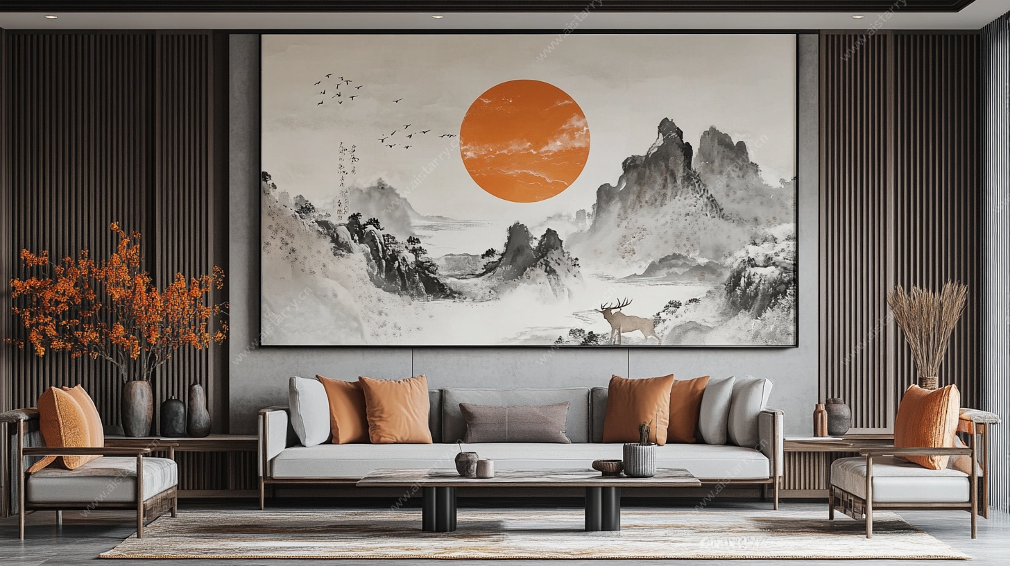 中式客厅的山水装饰画