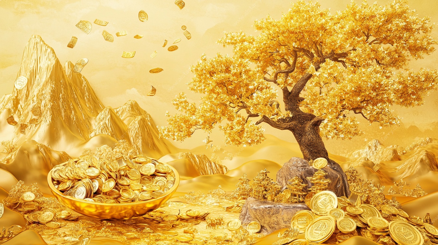 金色财富树与满地金币