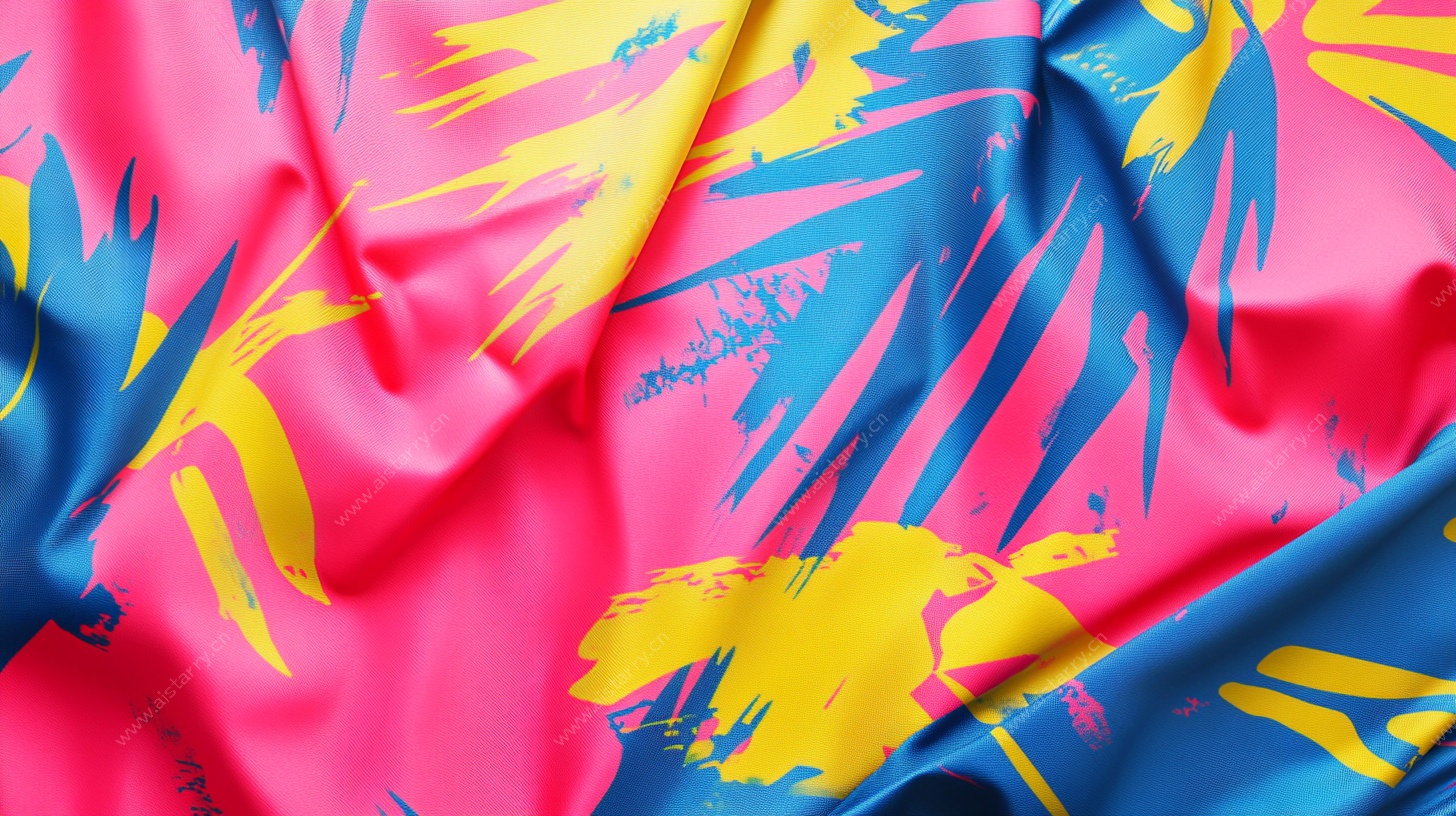 彩色热带植物印花布料