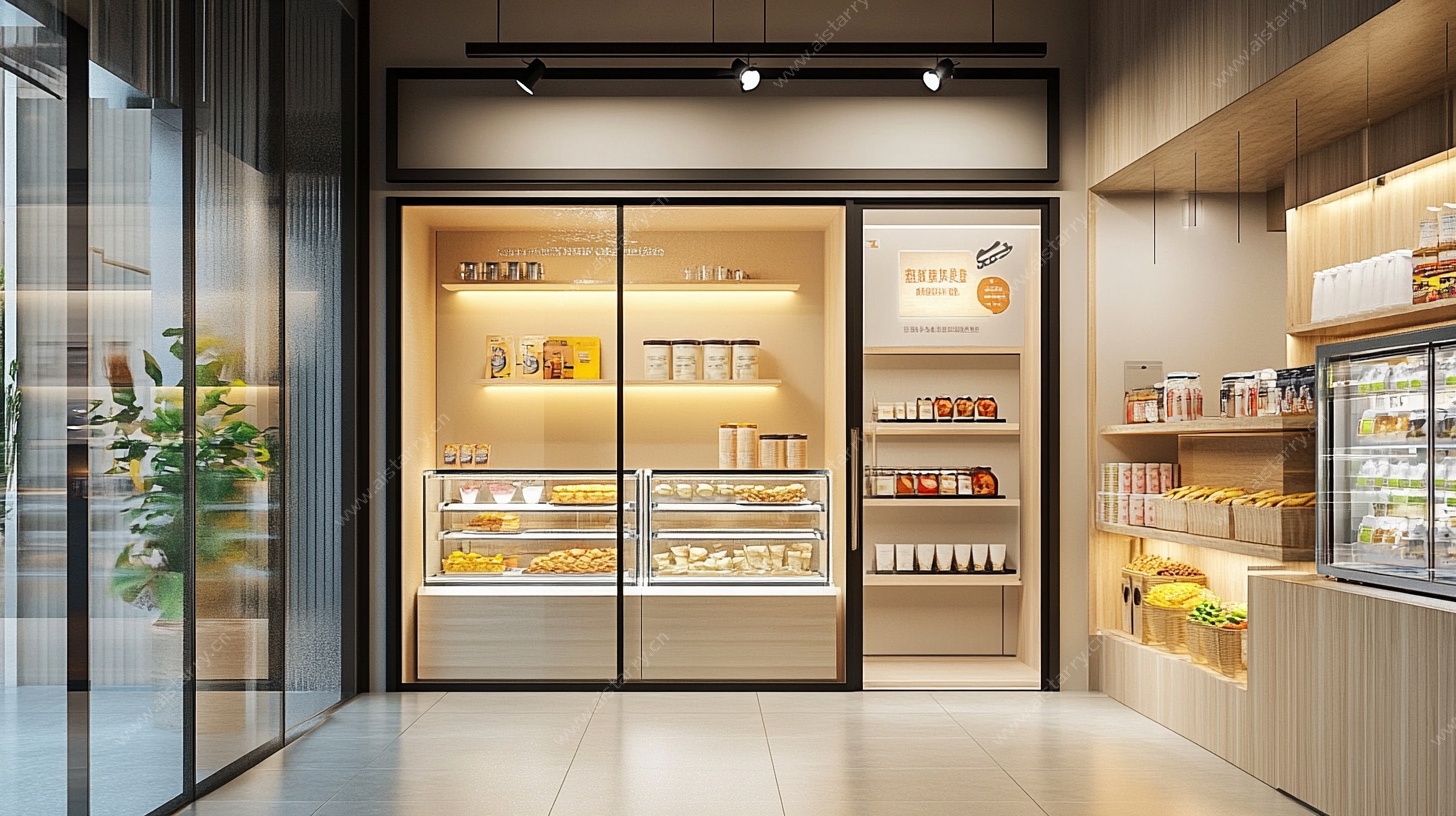 现代风面包店内部陈列