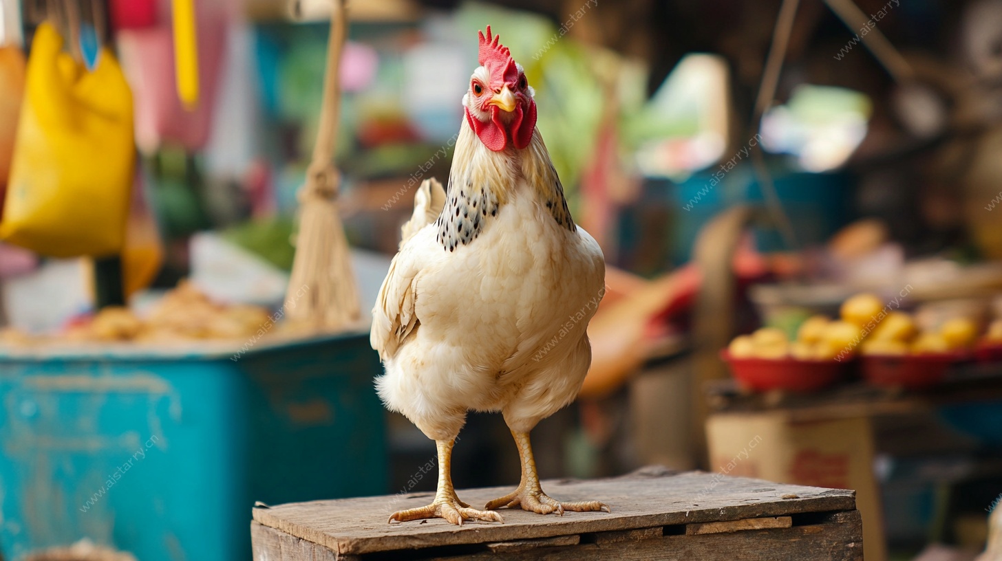市场中的站立公鸡
