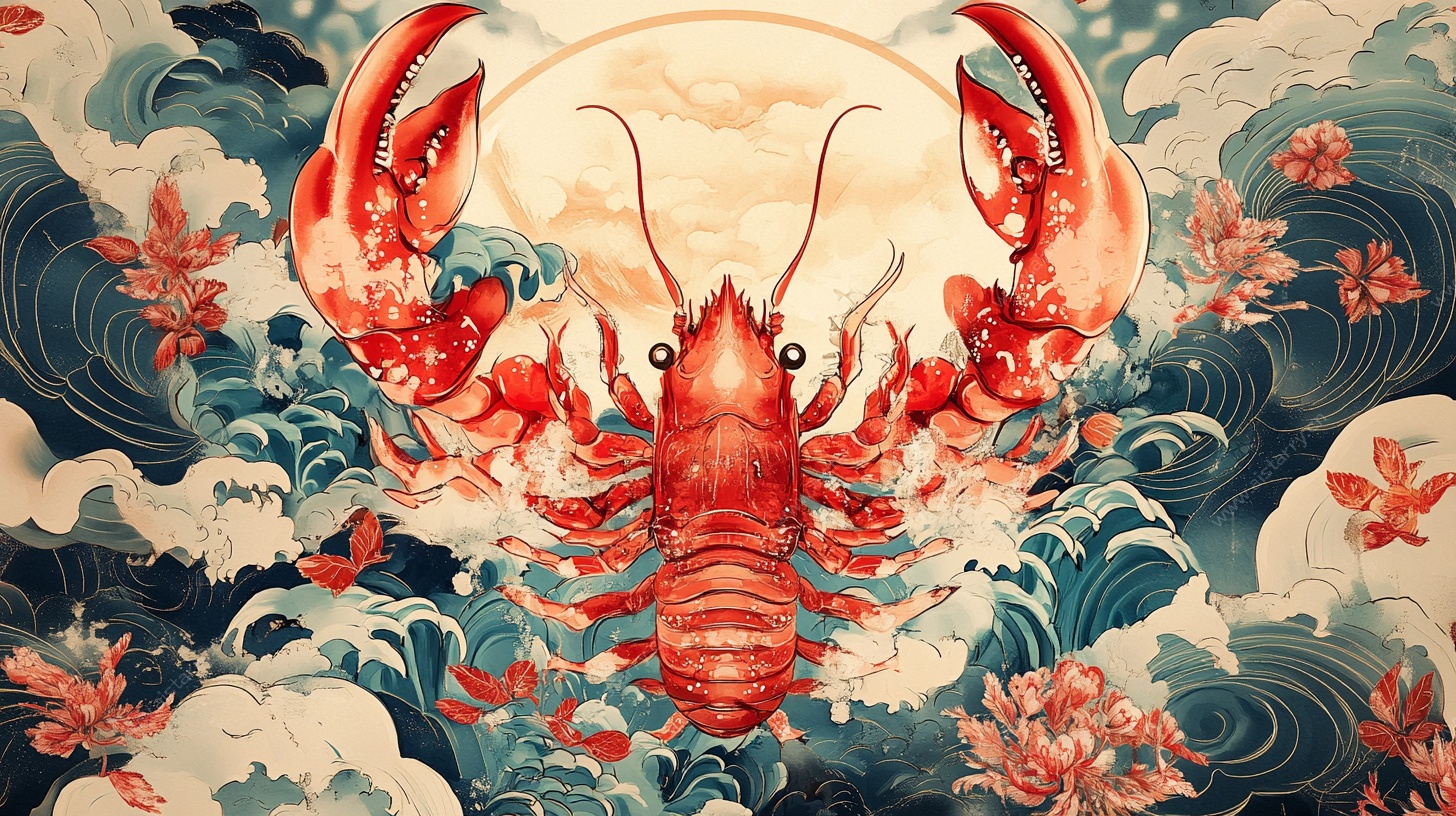 国潮风大龙虾插画