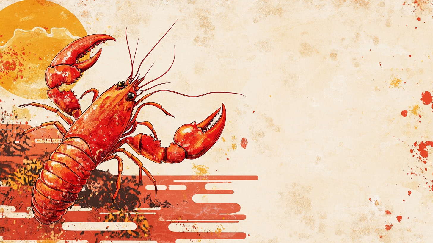 复古风小龙虾插画背景图