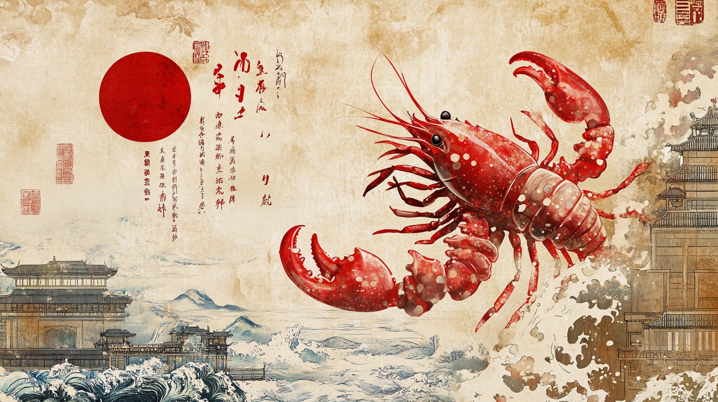 水墨风小龙虾中式背景图
