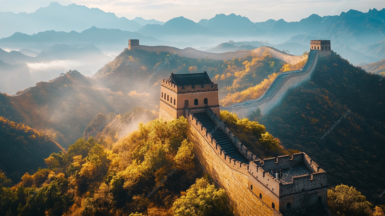 秋日壮丽长城全景图