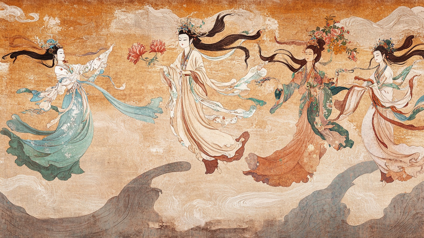 敦煌飞天仙女飘逸起舞