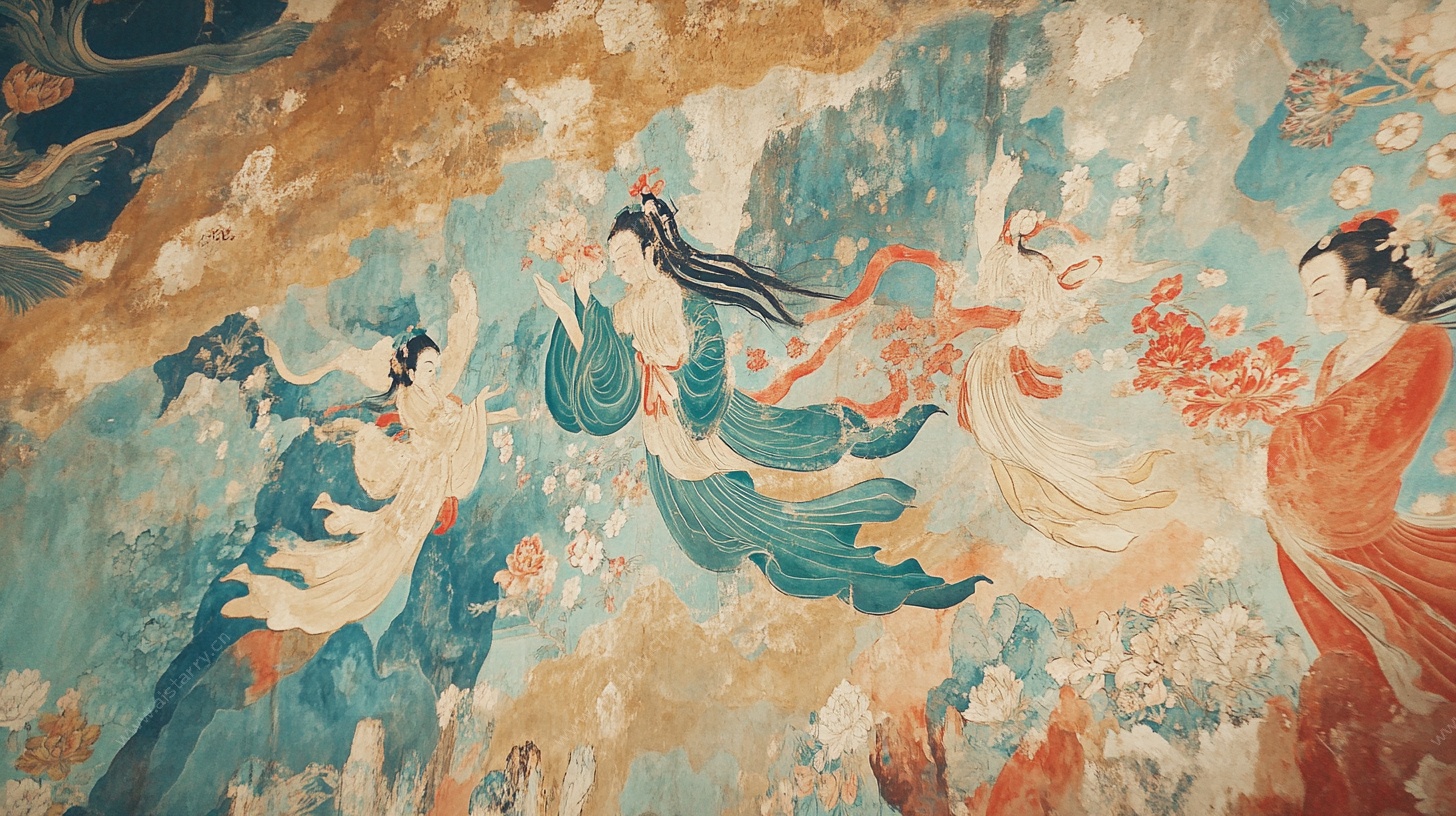 敦煌飞天壁画局部