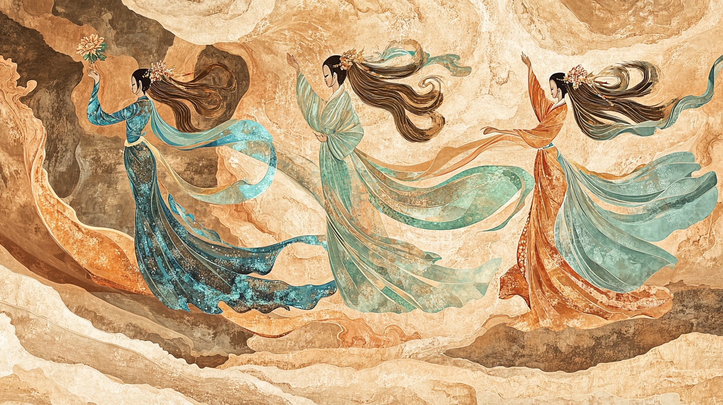 敦煌飞天仙女壁画艺术图