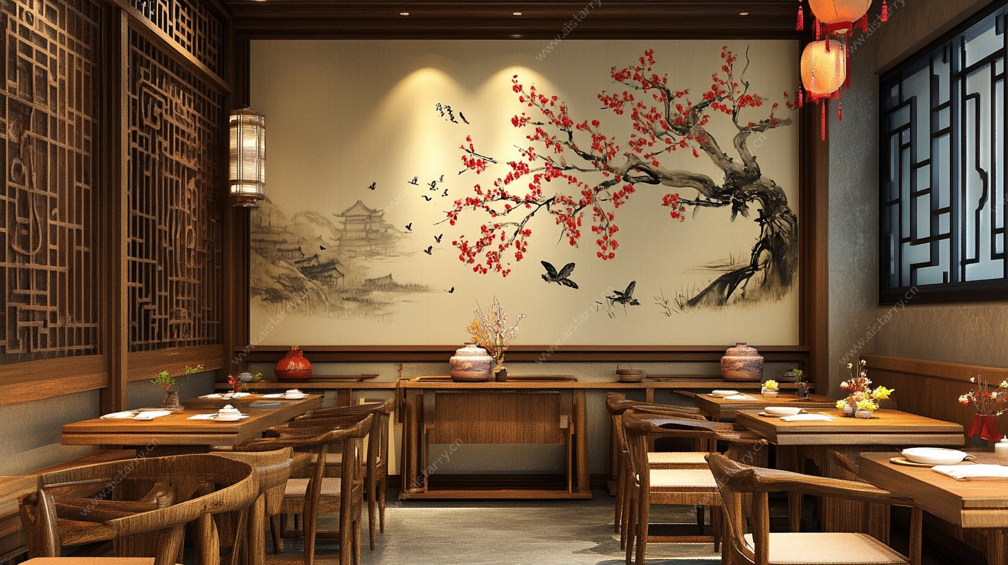 中式典雅餐厅室内场景