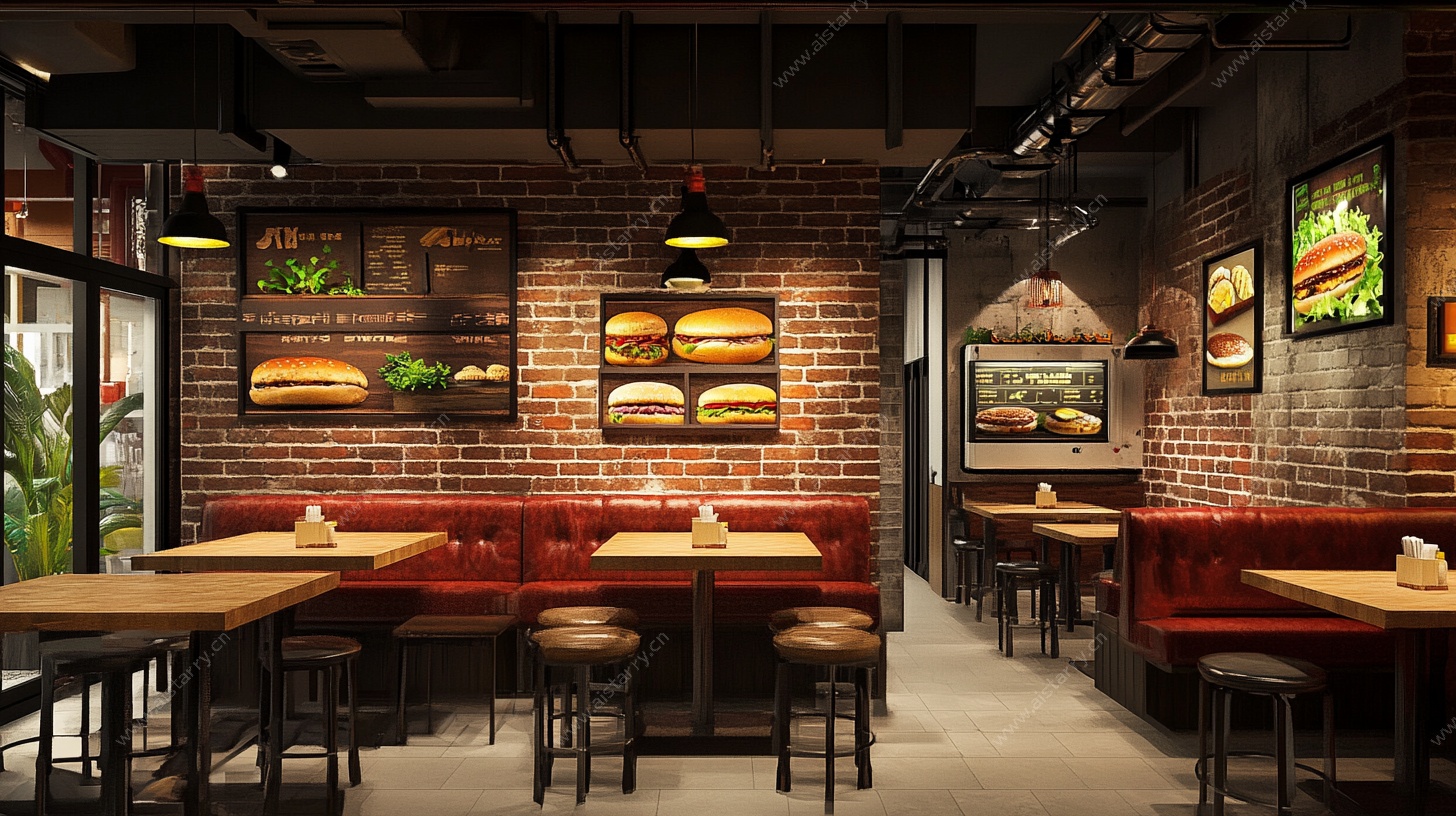 复古风快餐餐厅室内场景