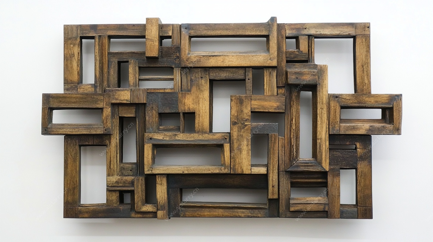 木质几何拼接墙面装饰品