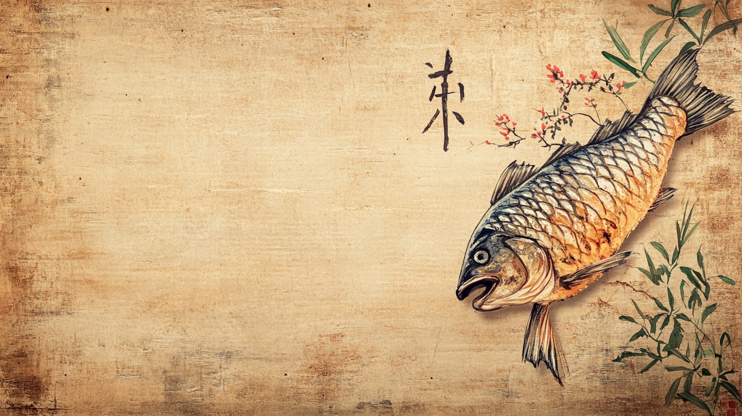 中式古风水墨鲤鱼图