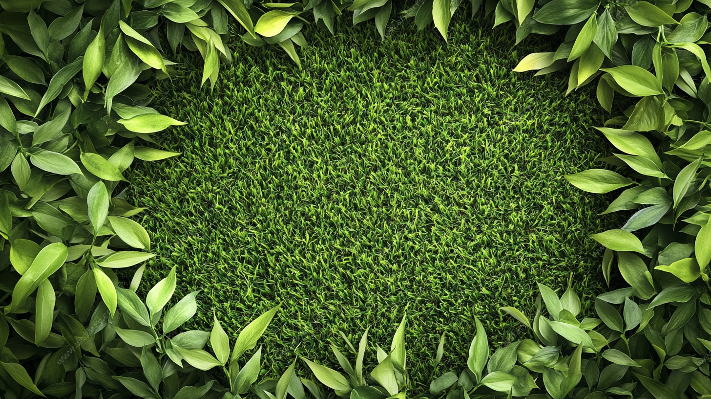 绿叶环绕的翠绿草地