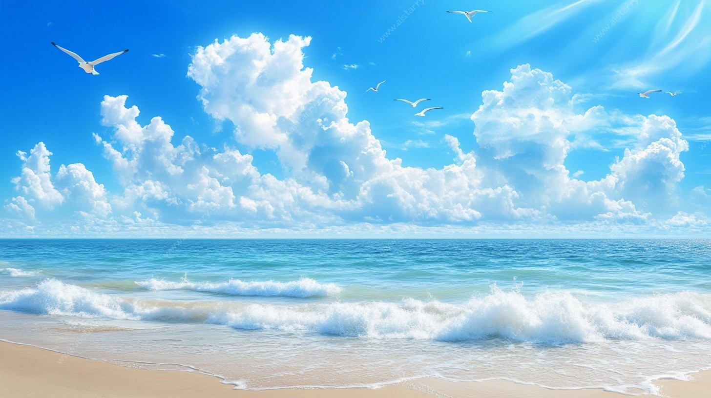 梦幻海滨蓝天美景