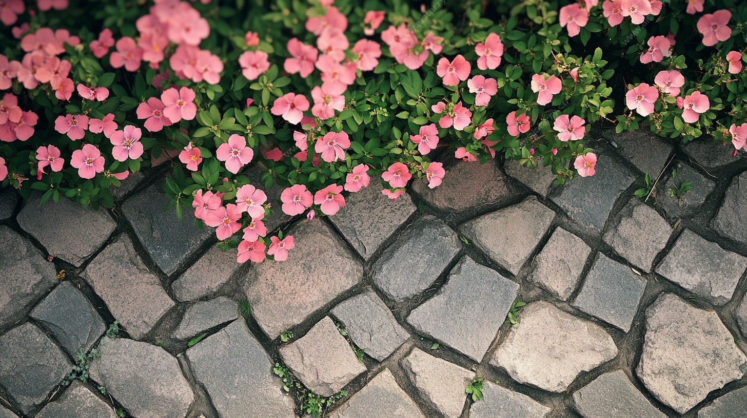 石缝间的粉色小花