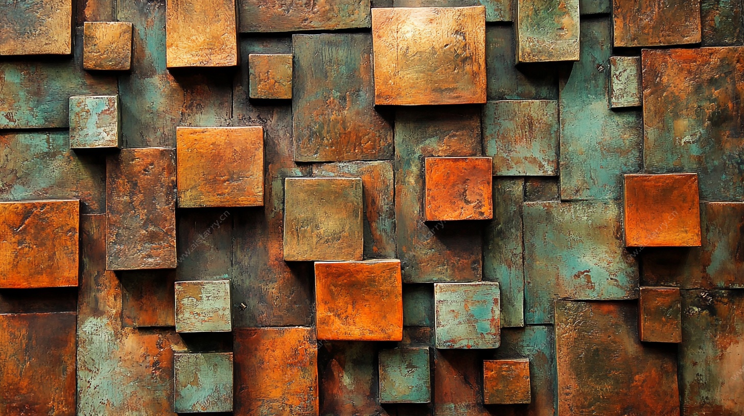 锈迹方块墙面纹理图