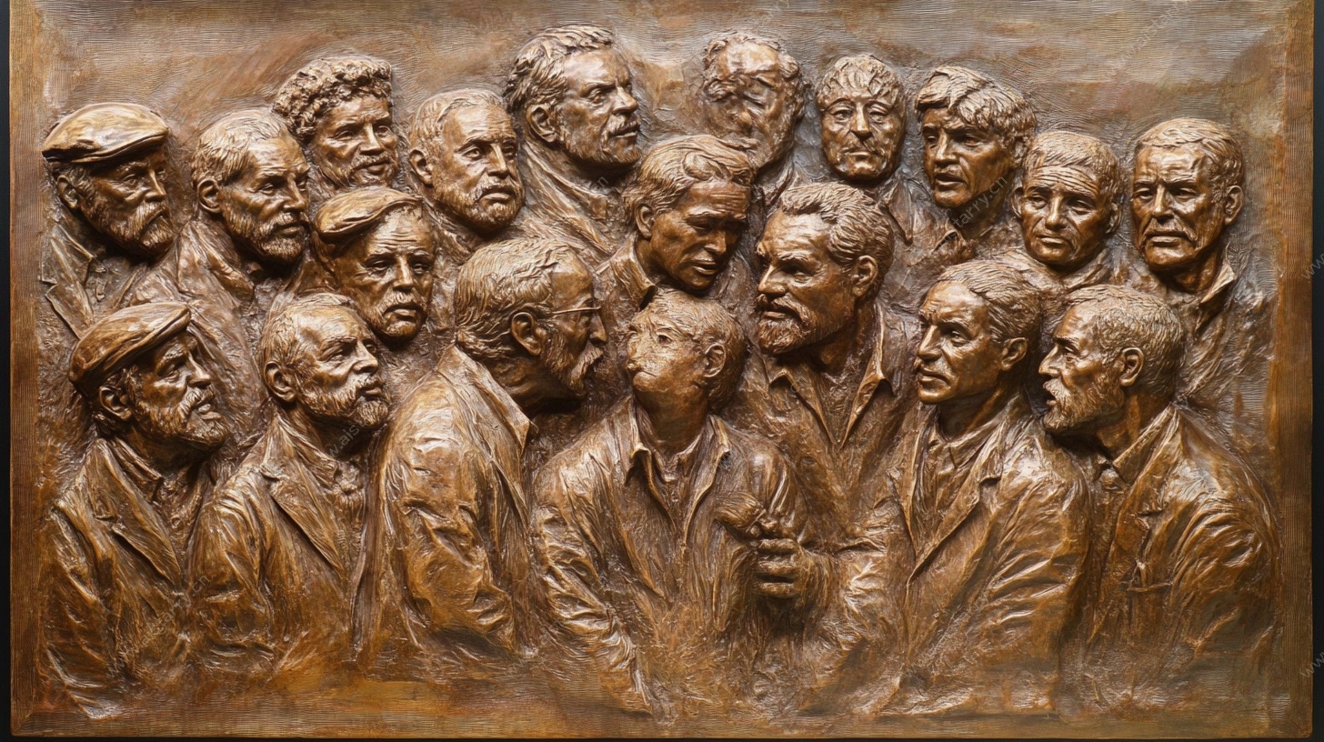 群像人物铜浮雕作品