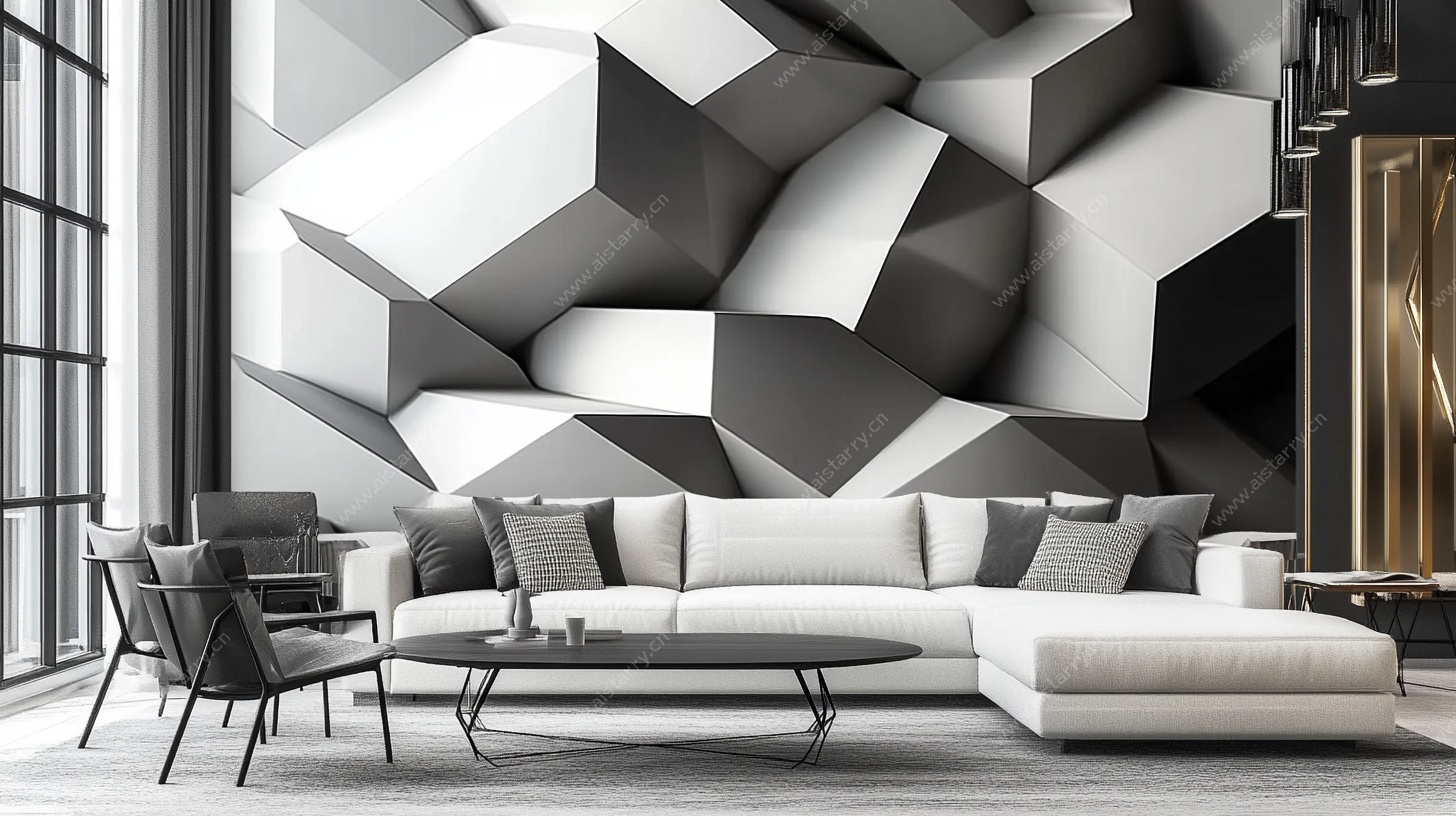 现代几何风客厅室内场景