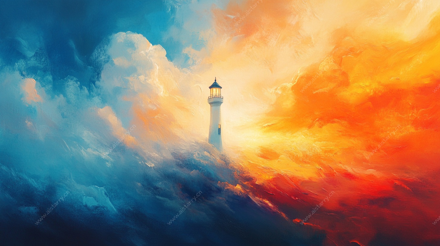 梦幻云海中的孤独灯塔