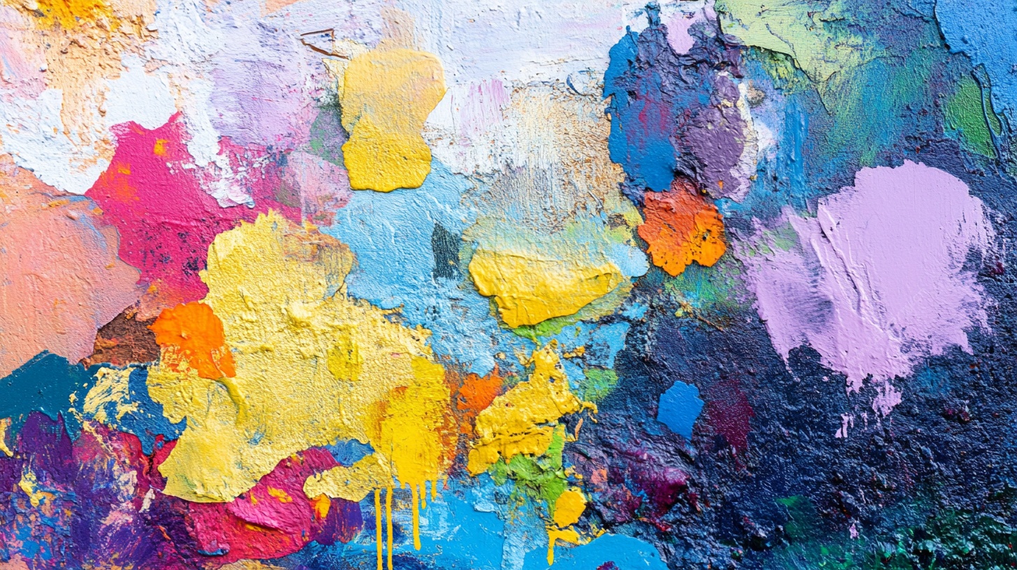 多彩油画颜料纹理特写